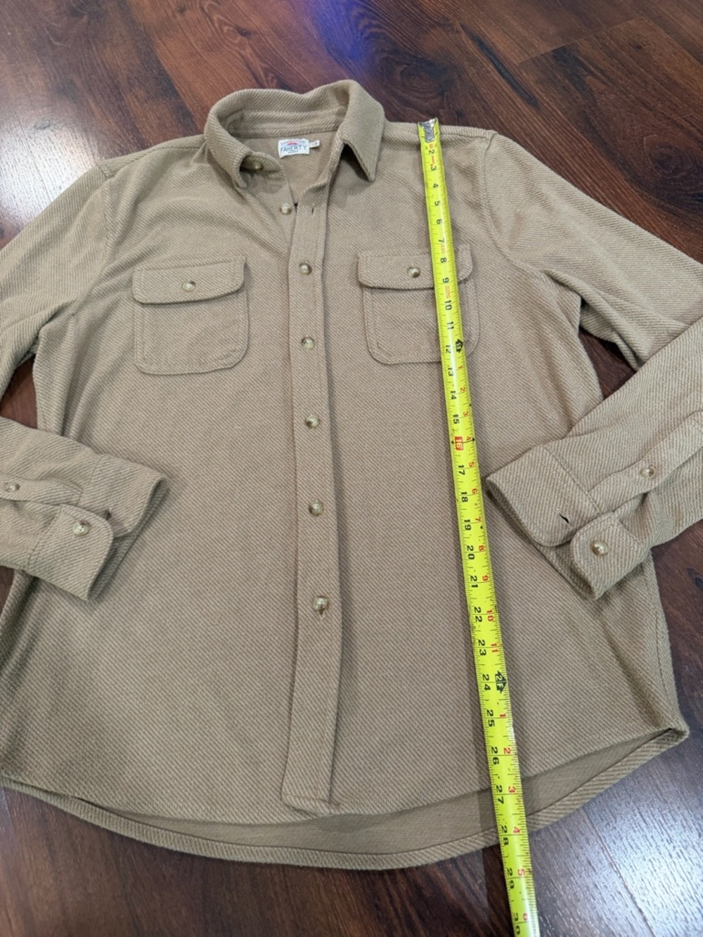 Faherty Womens Long Sleeve Button Up Shirt Sand color Sz Large - Picture 4 of 8